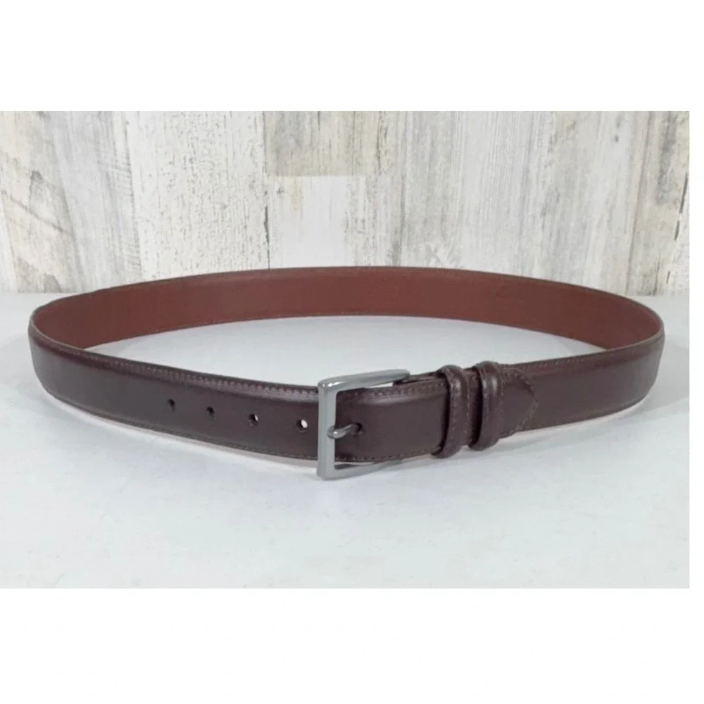 Eddie Bauer Mens Leather Dress Belt Size 40‎ Dark Brown Silver Buckle Classic